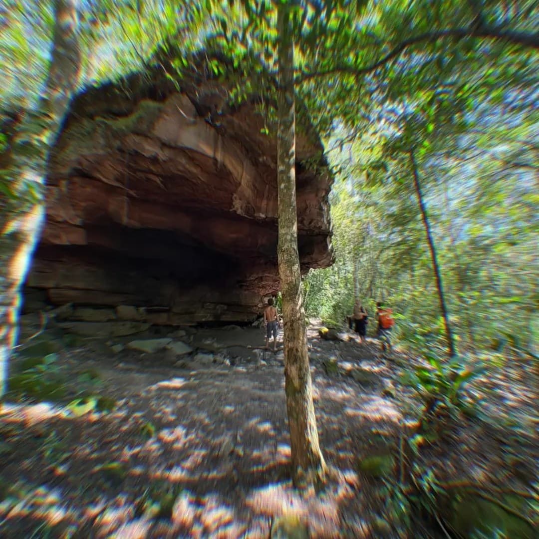 Refugio de roca en el bosque, antiguo punto de minería